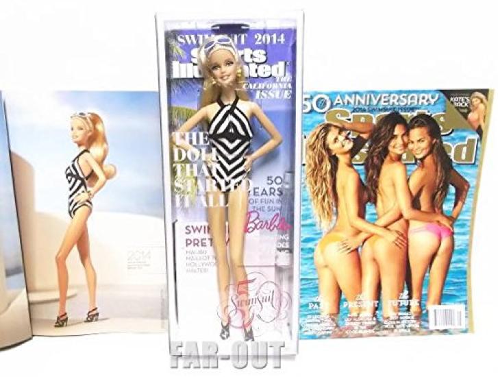 

Кукла Барби в купальнике Sports Illustrated 50th Anniversary с журналом чёрный