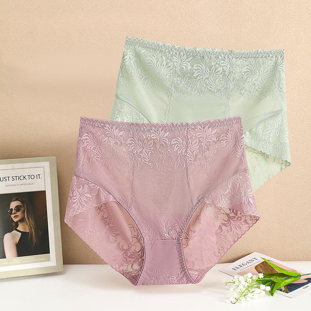 

Large Size High Waisted Simple Solid Color Lace Panties with No Trace Breathable Abdominal and Hip Lifting Women’s Panties one size бордовий