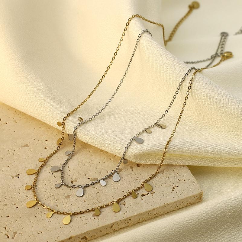 Roman Palace Style Personality Rhombus Versatile Clavicle Chain Titanium Steel Plated 18K Real Gold Necklace Women