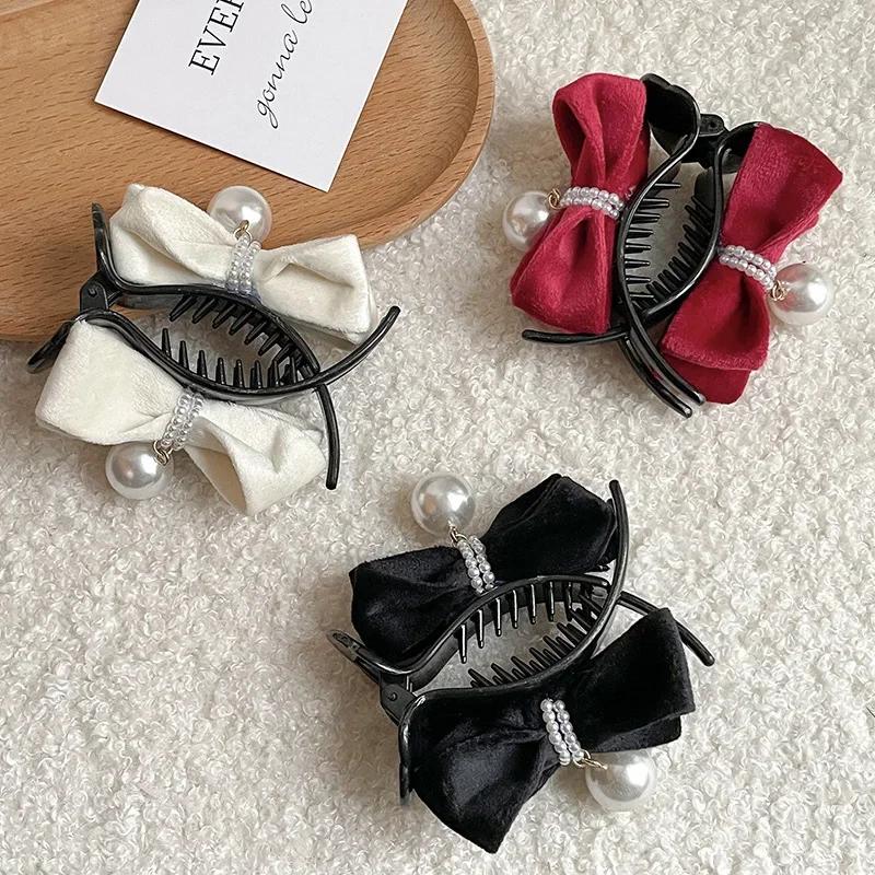 1pc Sweet Bow Ponytail Holder Hair Claw Clamp High Ponytail Fixed Hairpin Hair Claw Clip Women Hair Styling Accessories Headwear