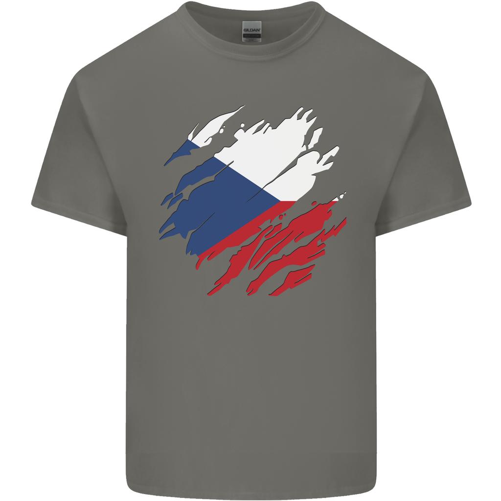 Torn Czechia Flag Czech Republic Day Football Unisexs Light Cotton TShirt