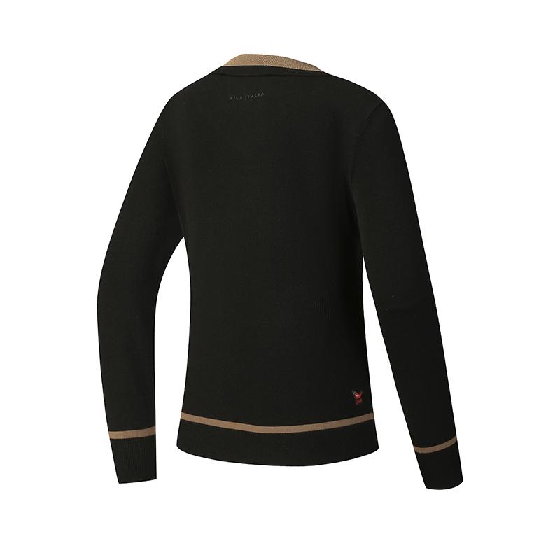 FILA Golf Series Fashion Simple Personality Casual Sports Pullover Long Sleeve Knitted Sweater Women sweater Deep-Black A11W545412FBK