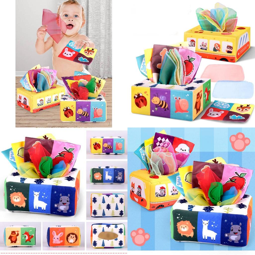 Strapazierfähiges Baby-Taschentuchbox-Spielzeug Für die Früherziehung Weicher Stoff Reißfest Für 0-1-Jährige