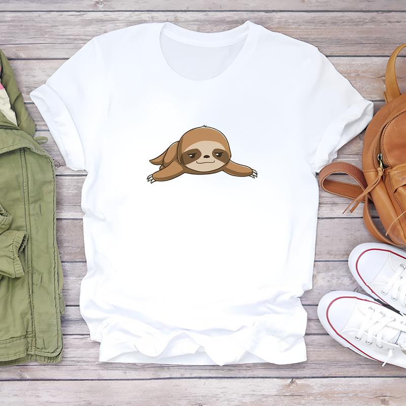 Summer daily wear T-shirt with cute patterns, short-sleeve trendy fashion top.