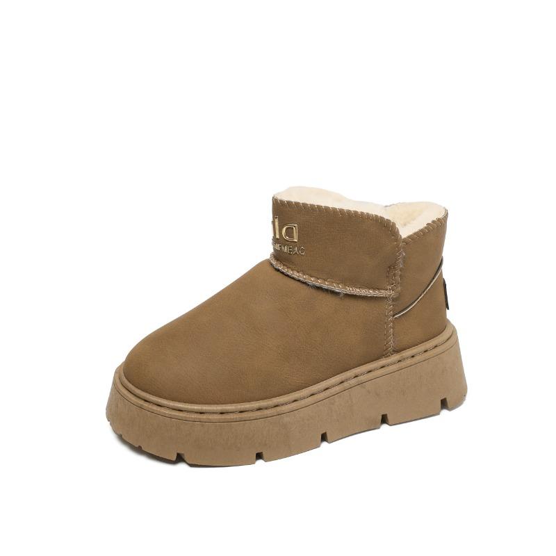New Style Snow Boots with Added Fleece and Thick-soled Cotton Shoes, A Pair of Women's Shoes