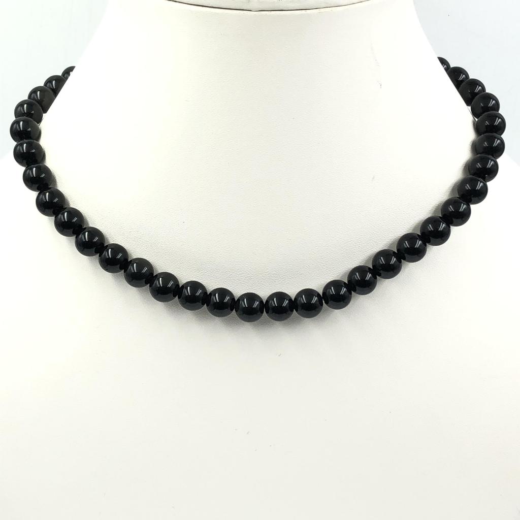 8mm Natural Silver Obsidian Gemstone Round Beads Jewelry Handmade Elegant Necklace 17-20" For Women 8BN-55