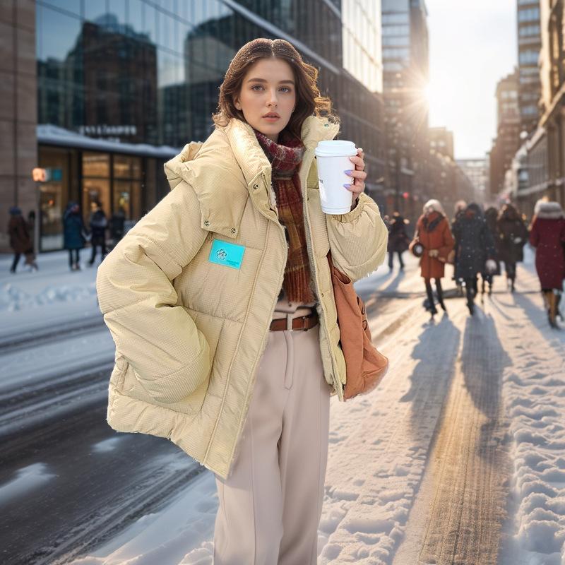 2024 Winter Women's Parkas Coats Tops Female Hooded High Collar Warm Cotton Jacket Thicken Warm Bread Jacket Women's Clothing