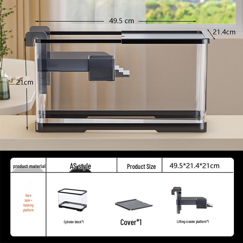 Versatile Desktop Turtle & Fish Aquarium with Basking Platform and Integrated Circulation System