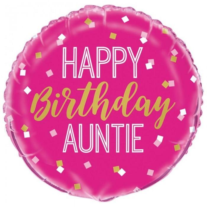Unique Party Happy Birthday Auntie Round Foil Balloon