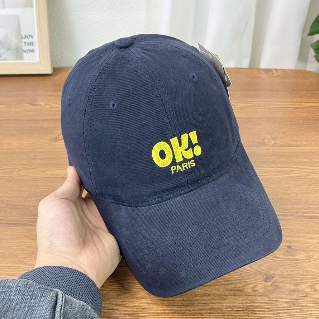 Fashion Hat New Alphabet Embroidery OK Spring and Summer Versatile Face Small Soft Top Cap Children's Big Head Round Face Baseball Cap Men's Trend