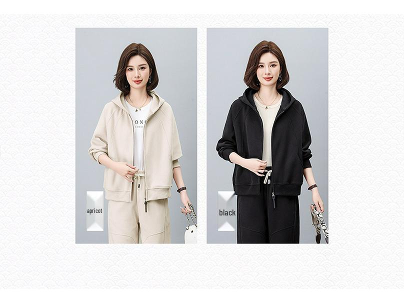Damen 2024 Herbst Kapuzenstrickjacke für mittleres Alter: Locker, Schlankmachend, Warmes Sweatshirt Casual Oberteil
