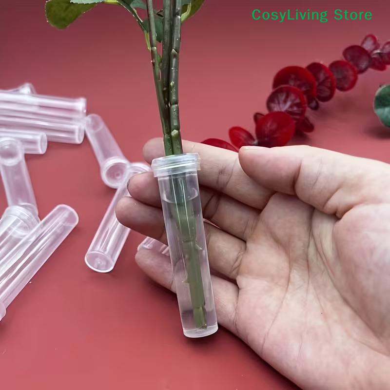 [CL]20 PIEZAS Tubos de Agua para Flores con Tapas Reutilizables Silicona Transparente Frascos Florales Plástico Para Conservación de Flores y Plantas[CL]