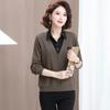 2025 Spring/Fall Two-Piece Collar Long Sleeve Top for Middle-Aged and Elderly Women
