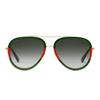 Gucci Metal Sunglasses Gold Frame Green Gradient Lenses Round Women Sunglasses GG0062S-003