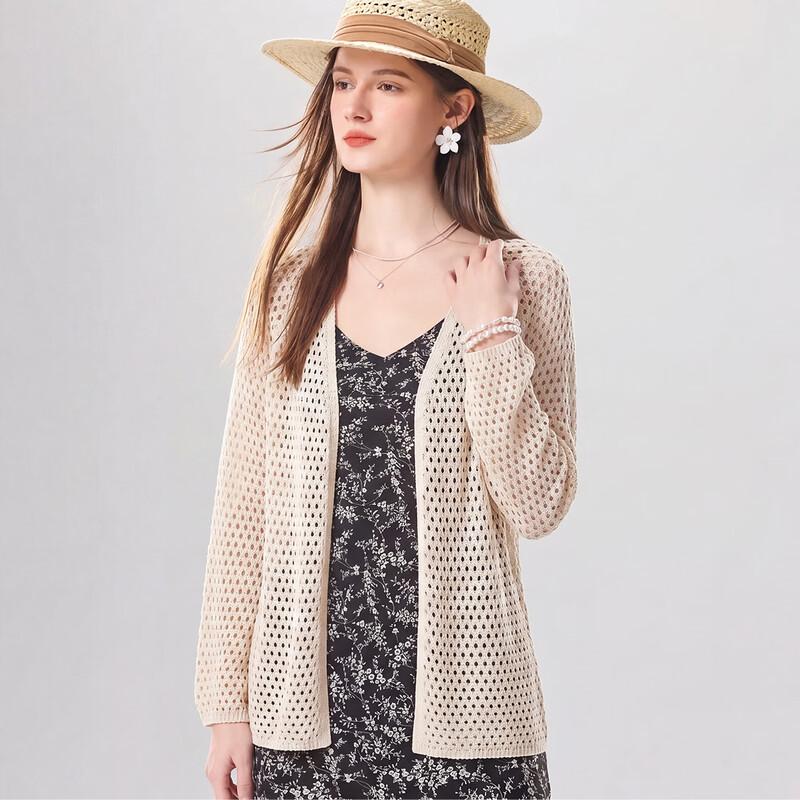 Snowforte Women s Silk Blend Knit Hollow Out Loose Cardigan L