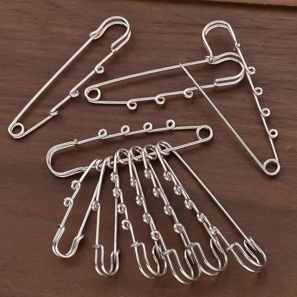 Silver Safety Brooch Pins Multi Holes Connectors DIY Charms Brooch With Holes Findings Accessories Shawl Adjuster