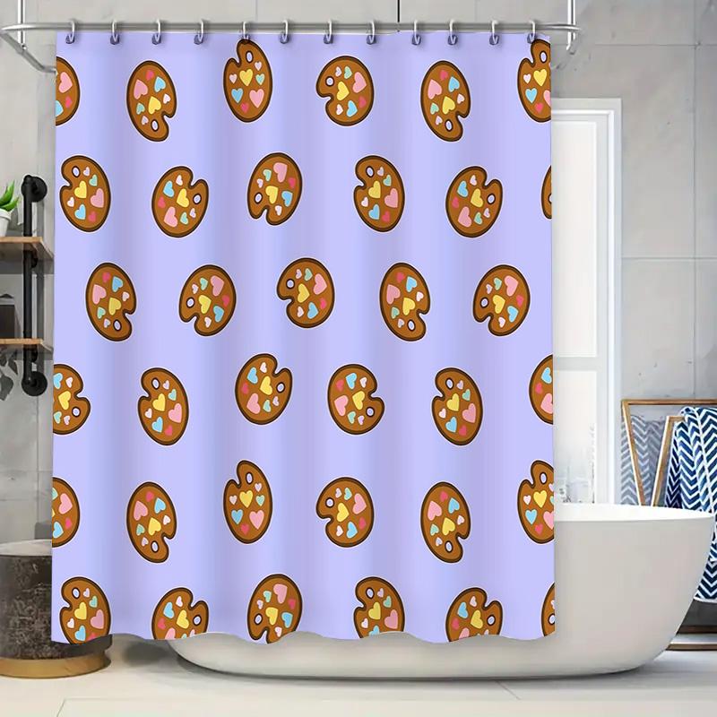

Cute Cookie Pattern Shower Curtain Set Waterproof Bathroom Decor Farmhouse Rustic Kitchen Backdrop Vintage Style Fabric W60H190(CM)-1 Pcs