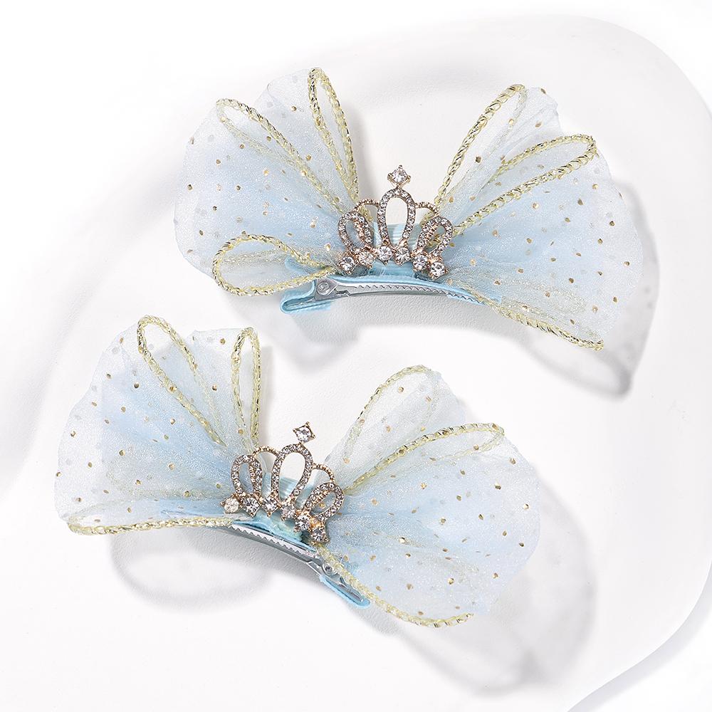 2pcs/set Lovely Lace Bows Hair Clips for Girls Sweet Solid Color Gauze Clip Soft Hairpins Pink Princess Kids Hair Accessories