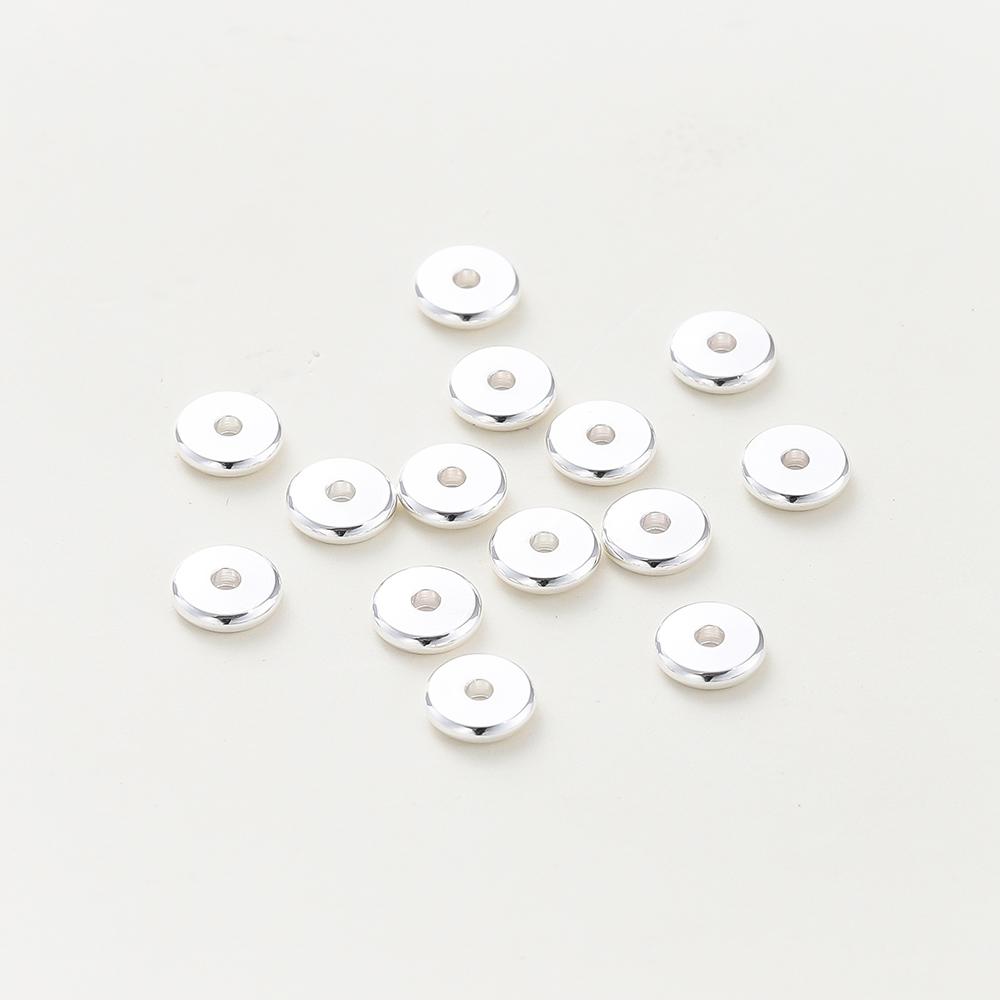 

10-50pcs 14K/18K Gold Color Plated Brass 3-12mm Round Spacer Beads Flat Bracelet Beads for DIY Jewelry Findings Accessories 3mm x 30Pcs срібний