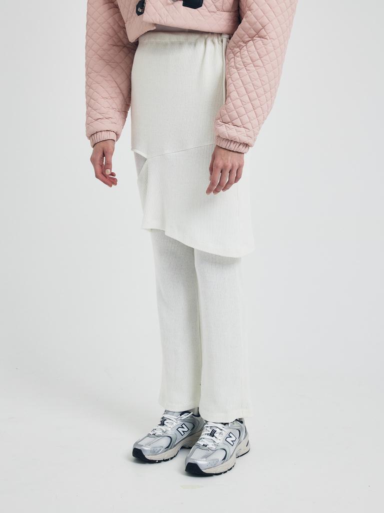 Ce Yeon Skirt Layered Bootcut Leggings Pants (Fleece)