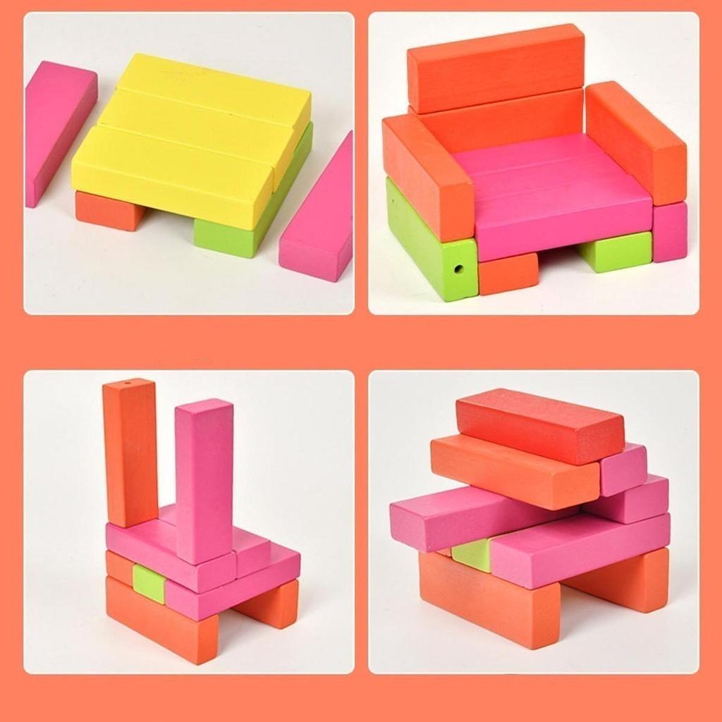 Wooden Blocks Stacking Game Table Toy Children's Intellectual Development Colorful Stacking Block for Kids Adults Puzzles Toys