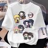 New Summer "Demon Slayer" Cartoon Print Pure Cotton Boys' and Girls' Round-neck Casual Short-sleeved Loose-fitting Shirt