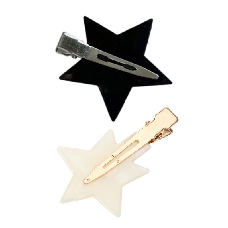 5Pieces No Bend Hair Clip No Crease Hair Clip Acrylic Star Hairpin Sweet Cool Y2K Duckbill Hair Barrettes for Women