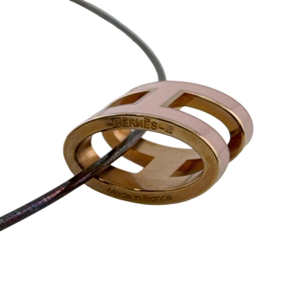 Hermes Pop H Dragee Metal Pop Ash Necklace Pink Metal Used