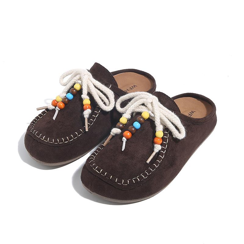 Retro kangaroo shoes Korean lace-up cool slippers 2025 summer new versatile cool slippers versatile thick-soled cool slippers