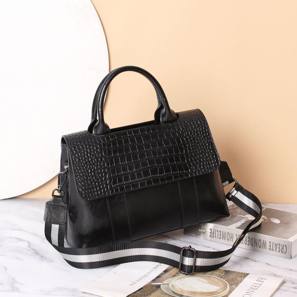 Fashionable Large Capacity and Quality Women's Handbag Versatile Crocodile Pattern Crossbody Bag