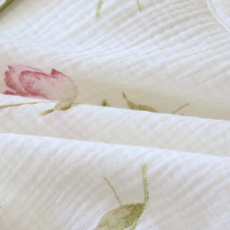 Dámská pastorální pyžamová souprava - Dlouhý rukáv, dvouvrstvý krep, čistá bavlněná gázovina na jaro, léto, podzim.