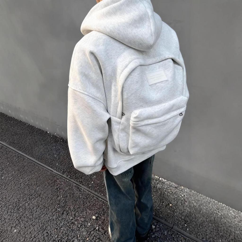 Men's Back-to-School Solid Color Hoodie Cardigan, Spring/Autumn 2026, American Style, Long Sleeve for Primary Students