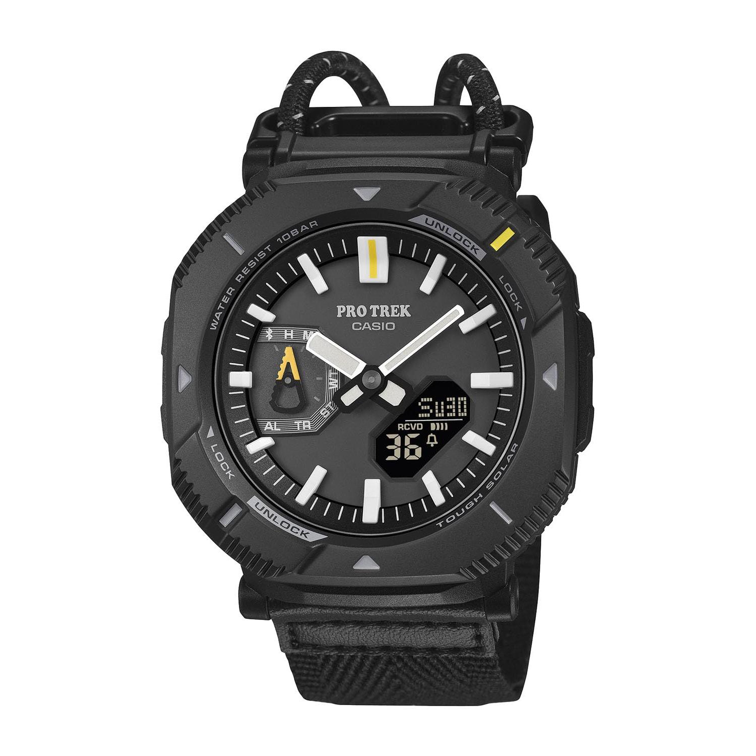 Мужские часы Casio ProTrek Линейка Hiker Черные - Tough Solar, Экологичный Материал, Bluetooth, Оригинальная Японская Модель PRJ-B001B-1JF