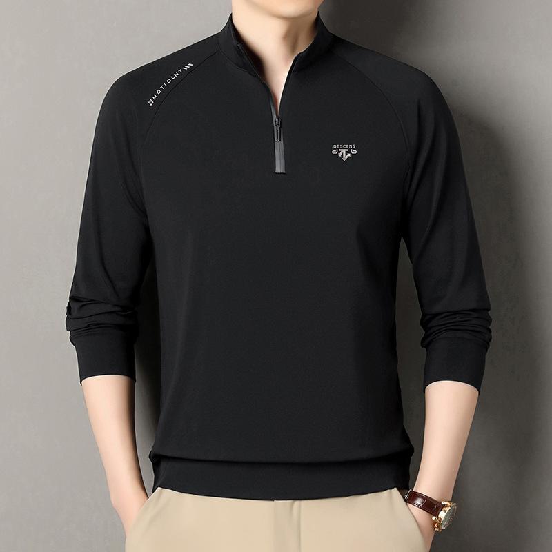 

Premium Zipper Stand-Up Collar Men S Long-Sleeved T-Shirt Printed Casual Sports Polo Shirt And Bathroom Clothes 4XL