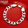 925 Sterling Silver Fashion Jewelry 12mm Side Chain Gift Bracelet
