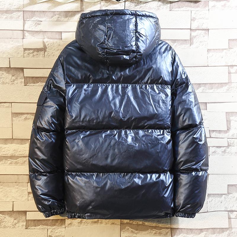 Men Plus Size Shiny Thickened Jacket Short Coat Hooded Warm Clothes