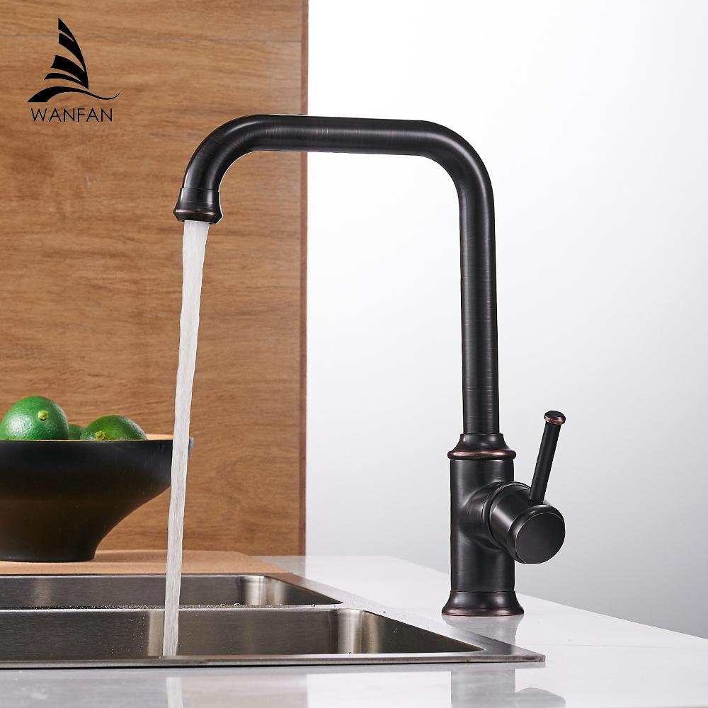 Kitchen Faucets Matte Black Color Brass Crane Kitchen Faucets Hot and Cold Water Mixer Tap Single Hole Mixer Tap WF-18059