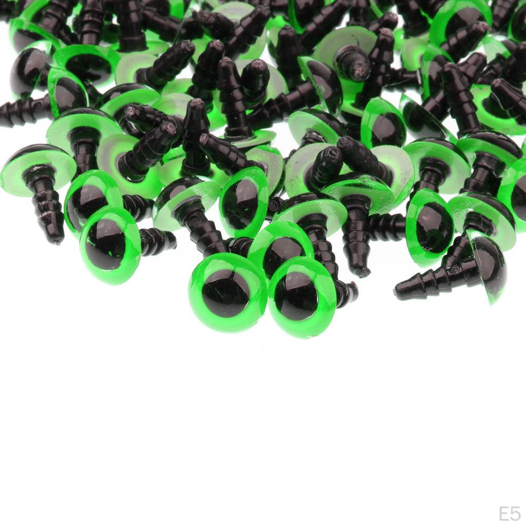 100 Pieces 8-14mm Safety Eyes With Washers For Teddy Bear Animal Dolls Making
