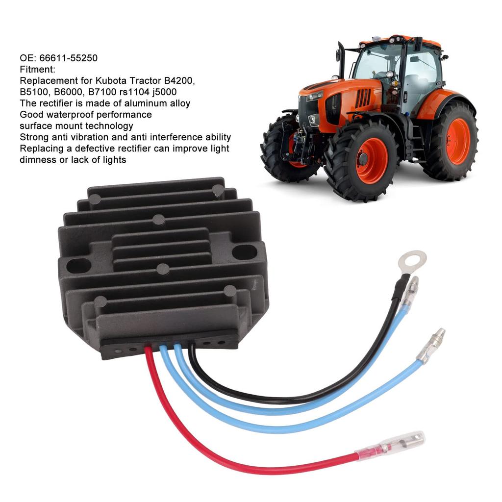 Voltage Regulator Aluminum Alloy 66611 55250 Replacement Kubota Tractor B4200 B5100 Kubota 6100