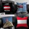 Honorary Proud AAustria FLAG Red Cushion Cover Pillow Case Antidustmite Invisible zipper silky plush cushion