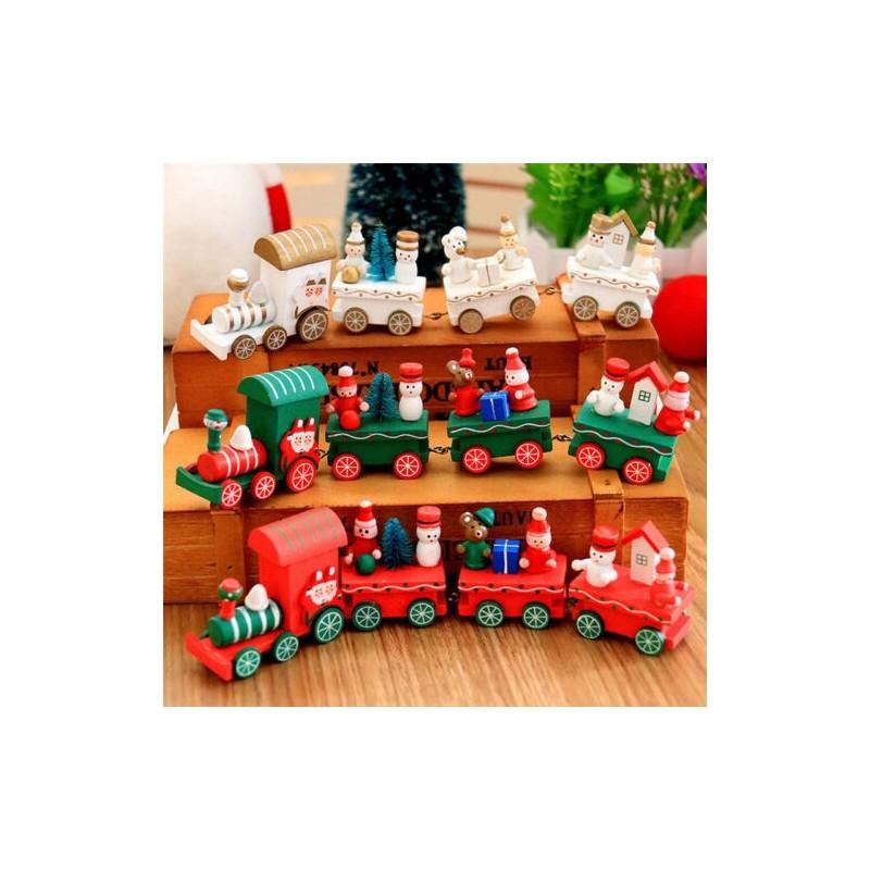 Festlicher Weihnachts-Holz-Weihnachtszug Weihnachtsmann Feiertagsdekoration für Zuhause und Kinder