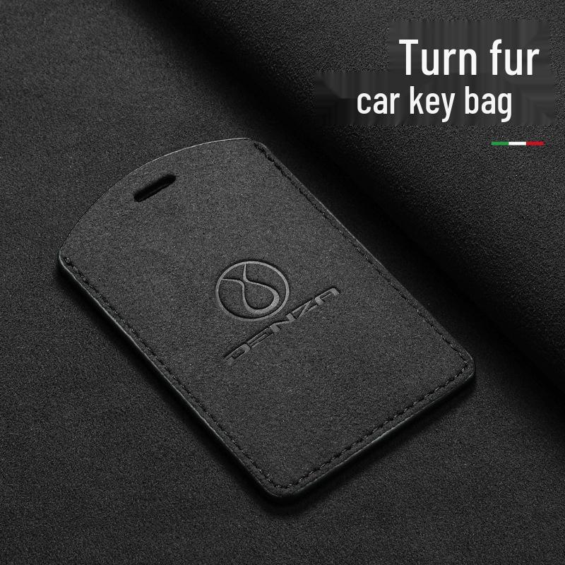 BYD D9 Suede Car Key Case - NFC Card Holder with Logo, Three-Color Protection for Men & Women