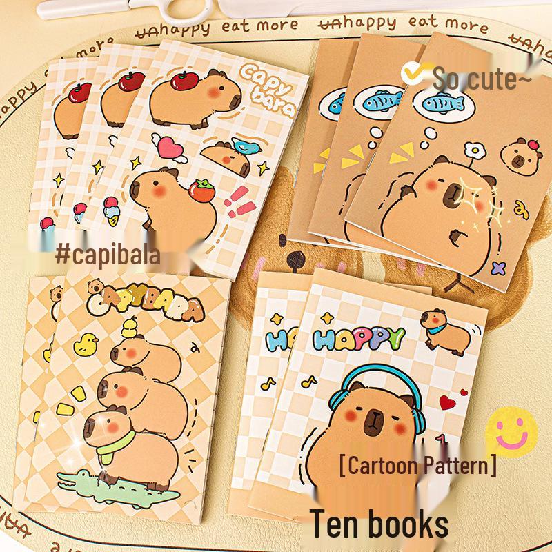 Capybara Riding a Horse Cartoon Notebook - Portable Student & Office Record Book