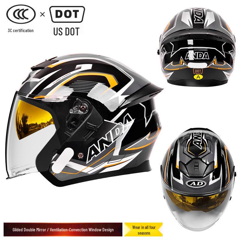 

DOT Certified Motorcycle Helmet with Sun Protection, Three-Quarter Coverage, Unisex, for All Seasons M