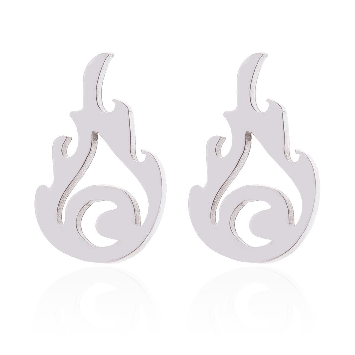 18K Gold-Plated Hollow Flame Stainless Steel Earrings