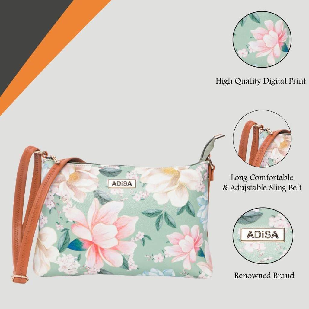 Women Girls Floral Printed Cross Body Clutch Sling Bag