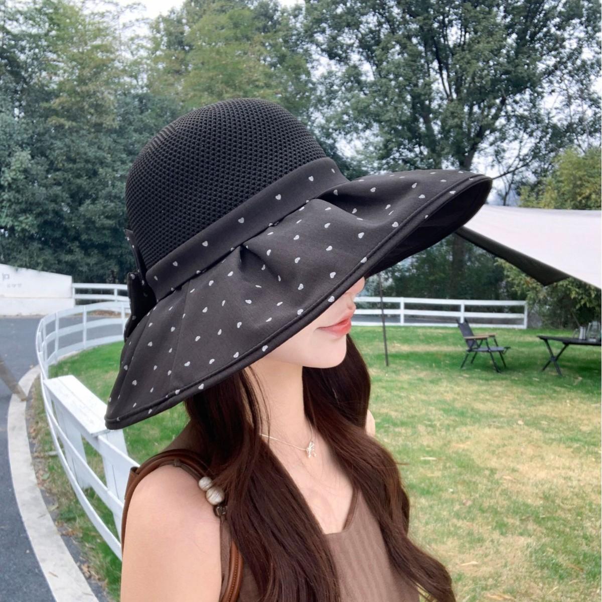 

Bow Big Brim Casual Bucket Hat Women S Summer Versatile Breathable Sun Protection Anti-Ultraviolet Sun Hat Adjustable чорний