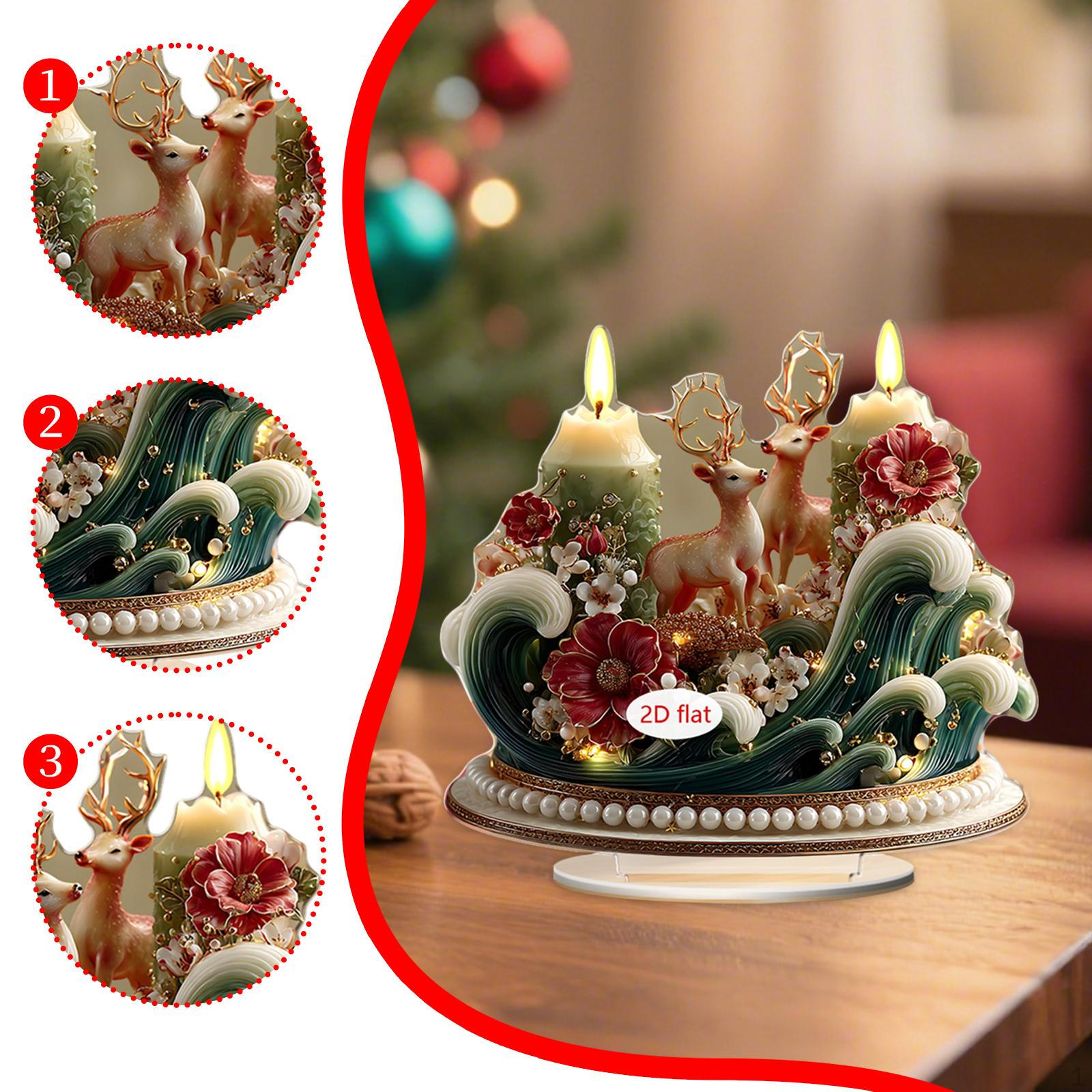 

2D Christmas Plague Acrylic Ornament Collection Crafts Artwork Decors for Centerpiece Bookshelf Desk 21 cm Width