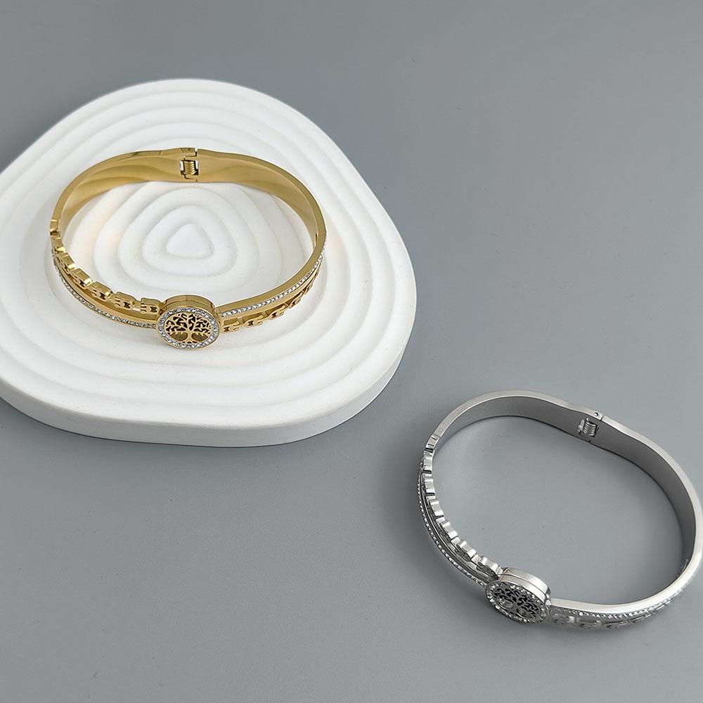 New Tree of Life Horseshoe Zircon Gold-plated Stainless Steel Bracelet 18K, High Quality Waterproof Couple Bracelet, Wife Gift