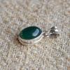 Handmade Oval Green Onyx Pendant: 925 Sterling Silver, December Birthstone